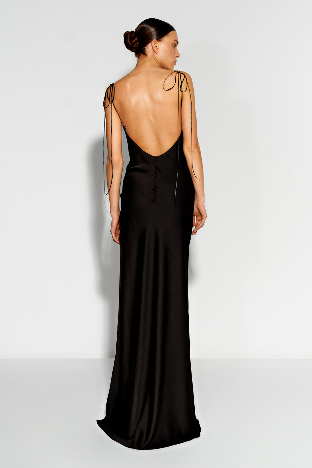 Black combination dress with a cutout at the leg - Semenenko-store