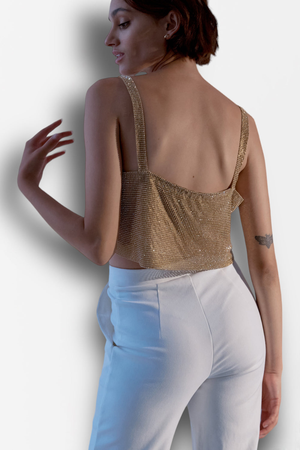 Gold chainmail top with crystals - Semenenko-store