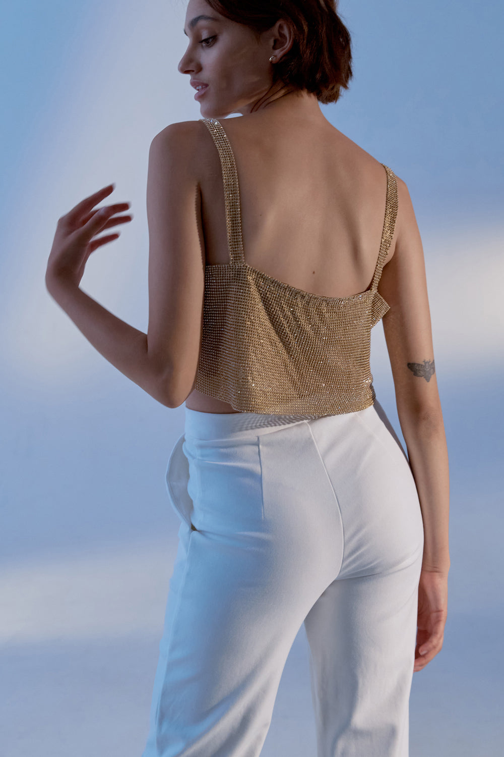 Gold chainmail top with crystals - Semenenko-store