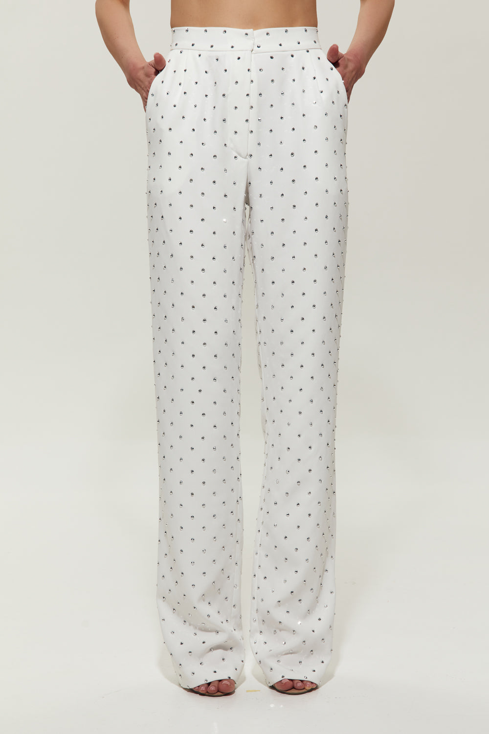 Milk suit pants with crystals - Semenenko-store