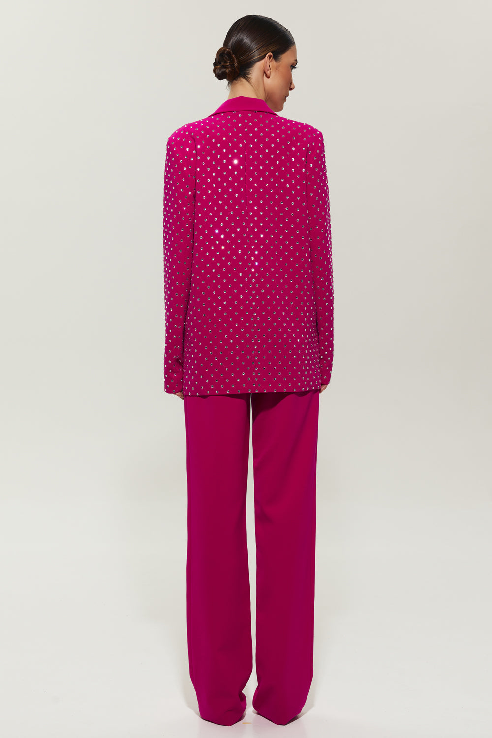 Suit in fuchsia color with jacket with crystals - Semenenko-store