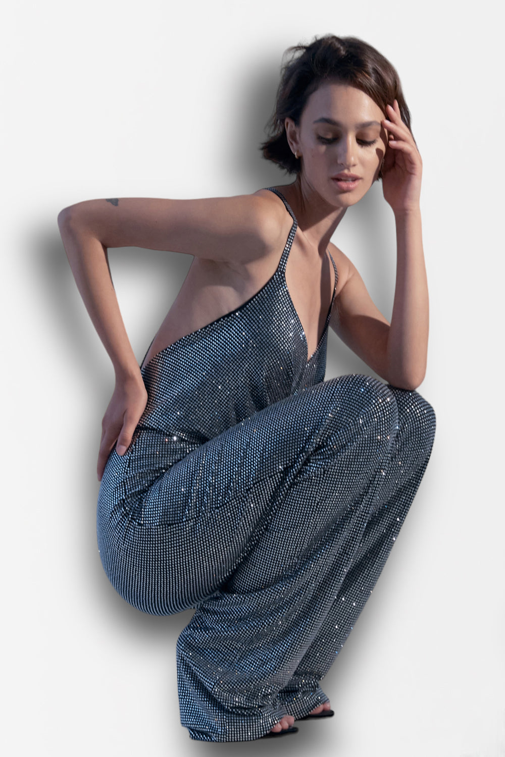 Jumpsuit with white crystals. - Semenenko-store
