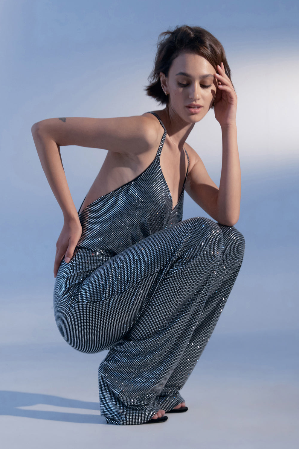 Jumpsuit with white crystals. - Semenenko-store
