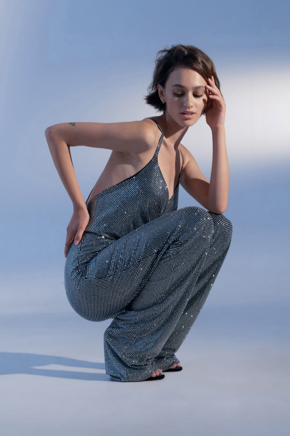 Jumpsuit with white crystals. - Semenenko-store
