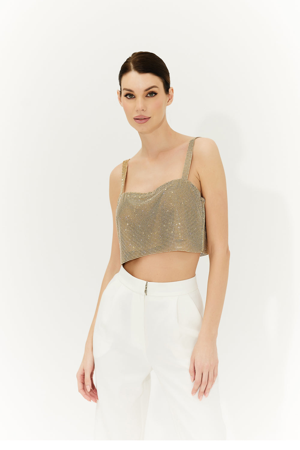 Gold chainmail top with crystals - Semenenko-store
