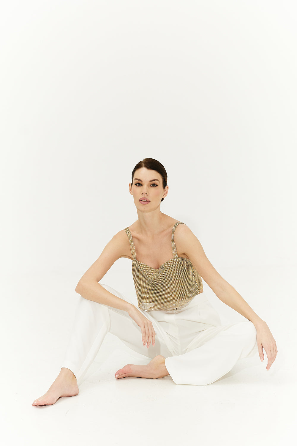 Gold chainmail top with crystals - Semenenko-store