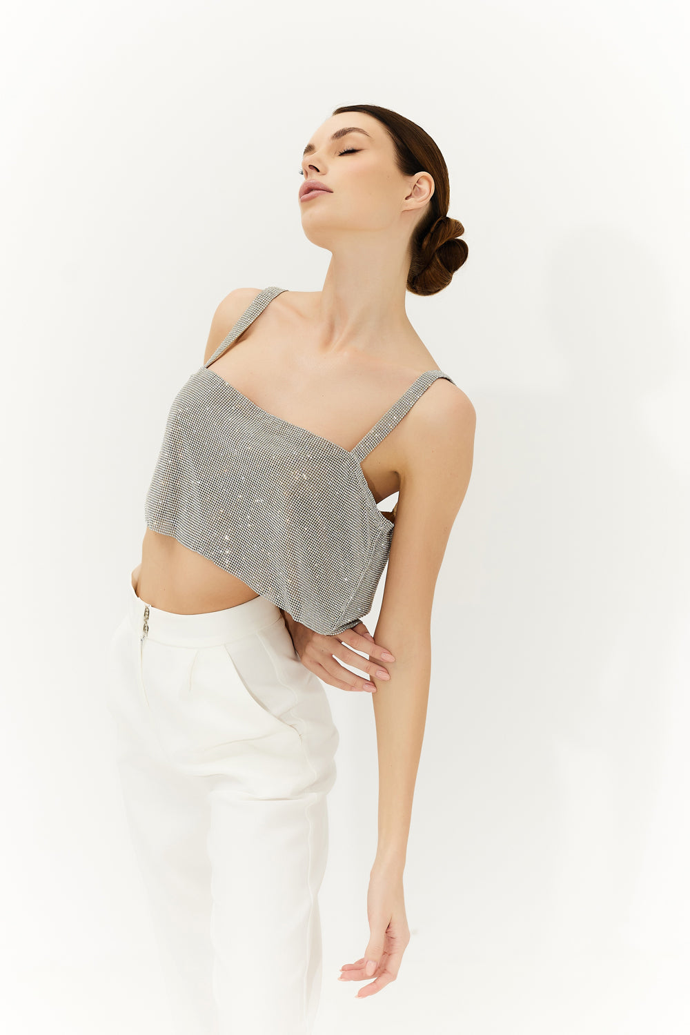 Silver chainmaille top with crystals - Semenenko-store