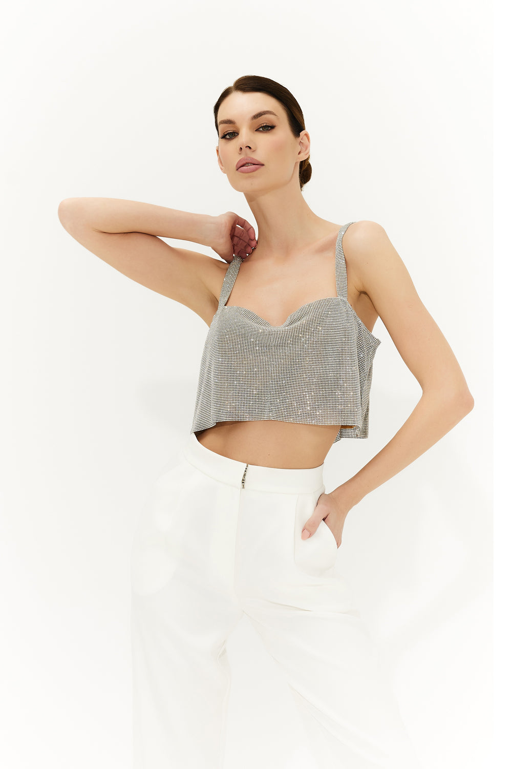Silver chainmaille top with crystals - Semenenko-store