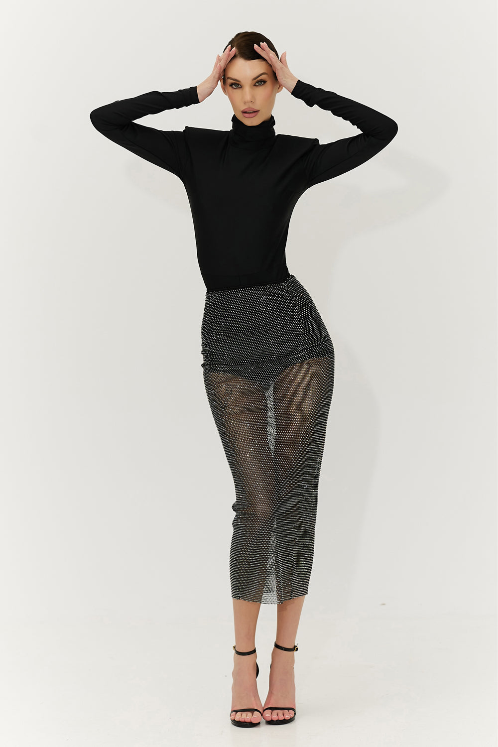 The midi skirt is made of mesh with crystals, the waist is on a handmade elastic band. - Semenenko-store