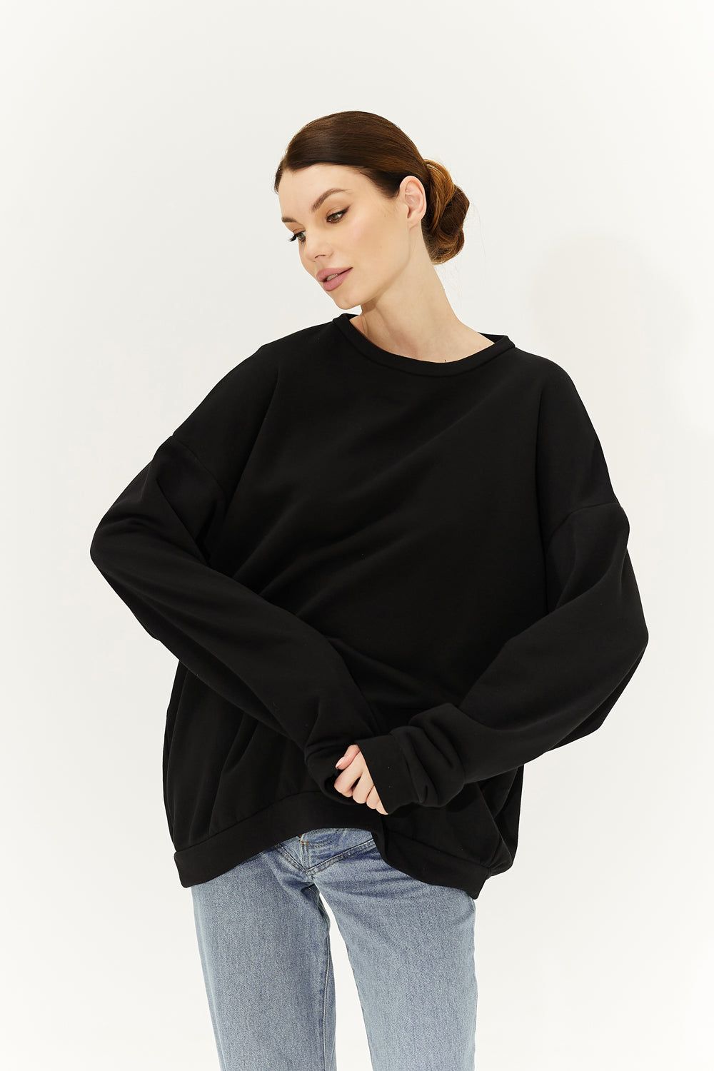 Black sweatshirt with a heart on the back. - Semenenko-store