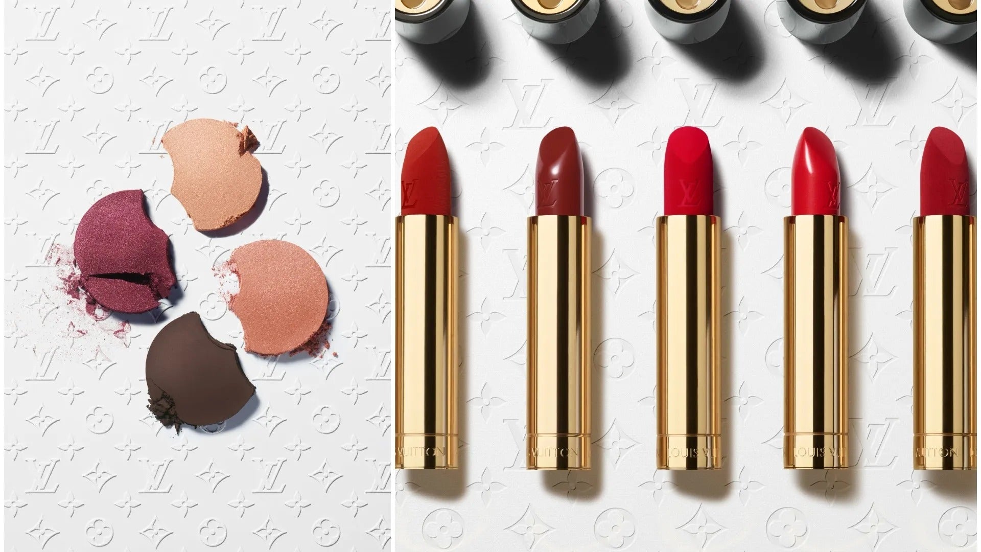 Louis Vuitton La Beauté makeup collection featuring luxurious lipsticks in iconic monogram packaging with Pat McGrath's artistic vision