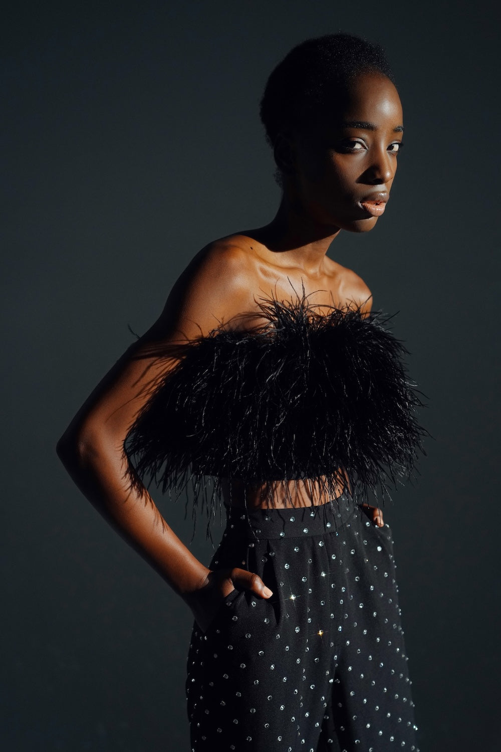 Black classic feather top