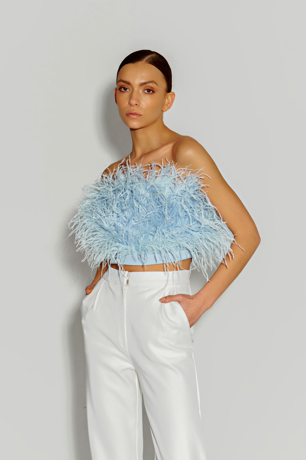 Blue classic feather top