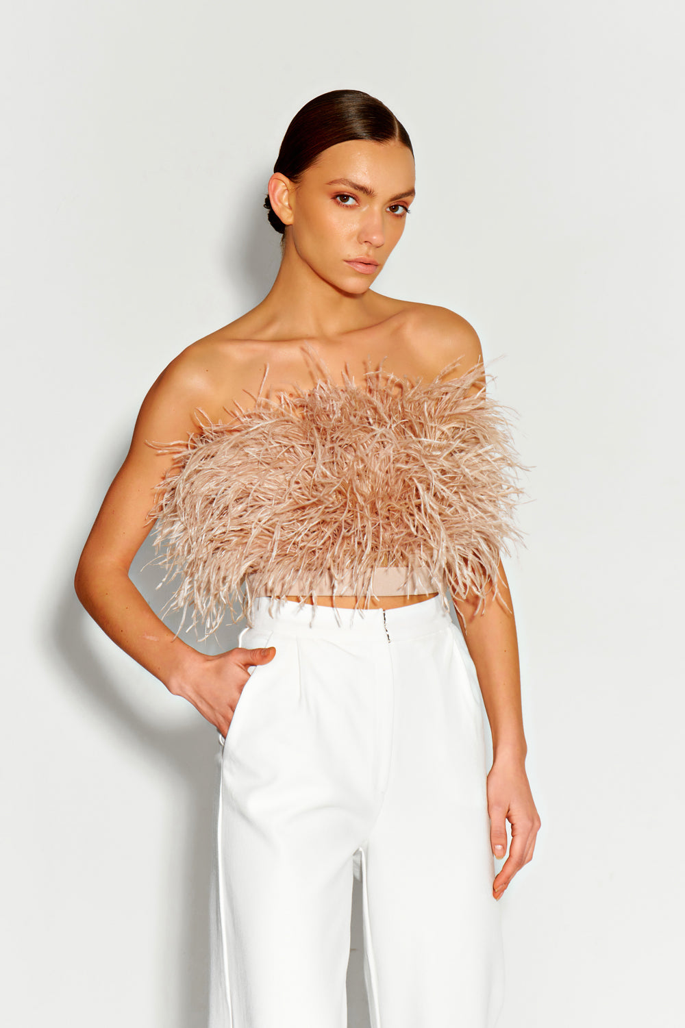 Beige classic feather top