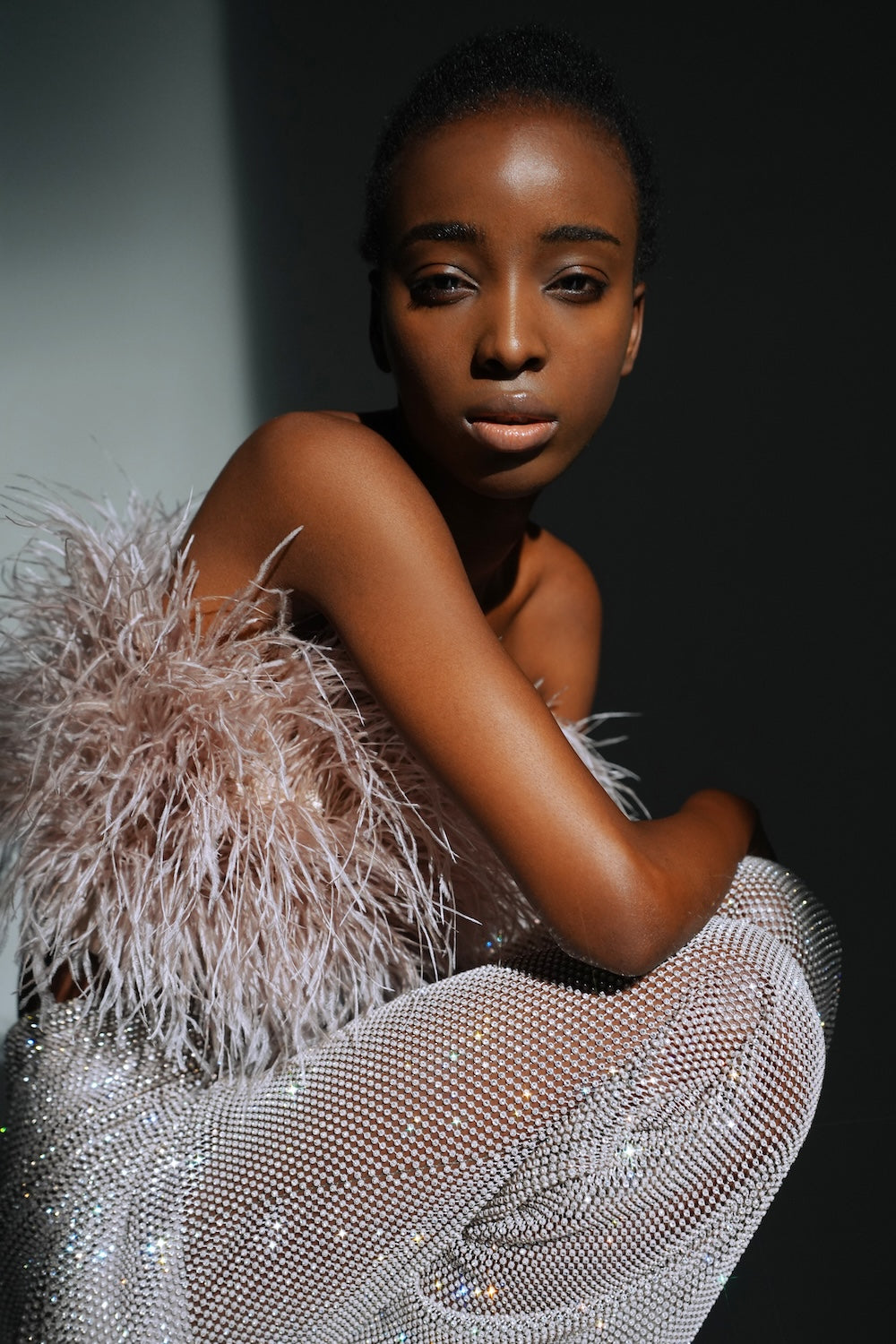 Beige classic feather top