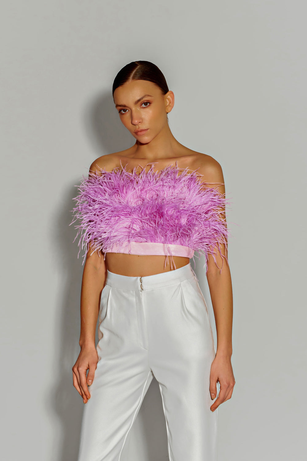 Pink classic feather top.