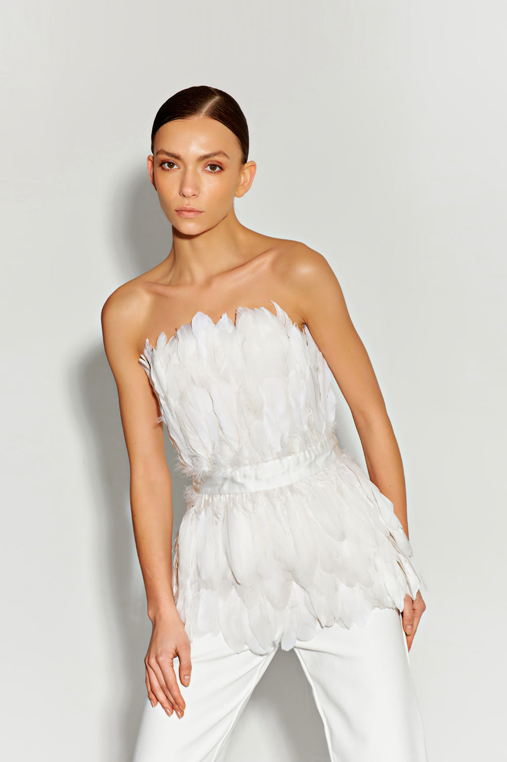 White feather corset