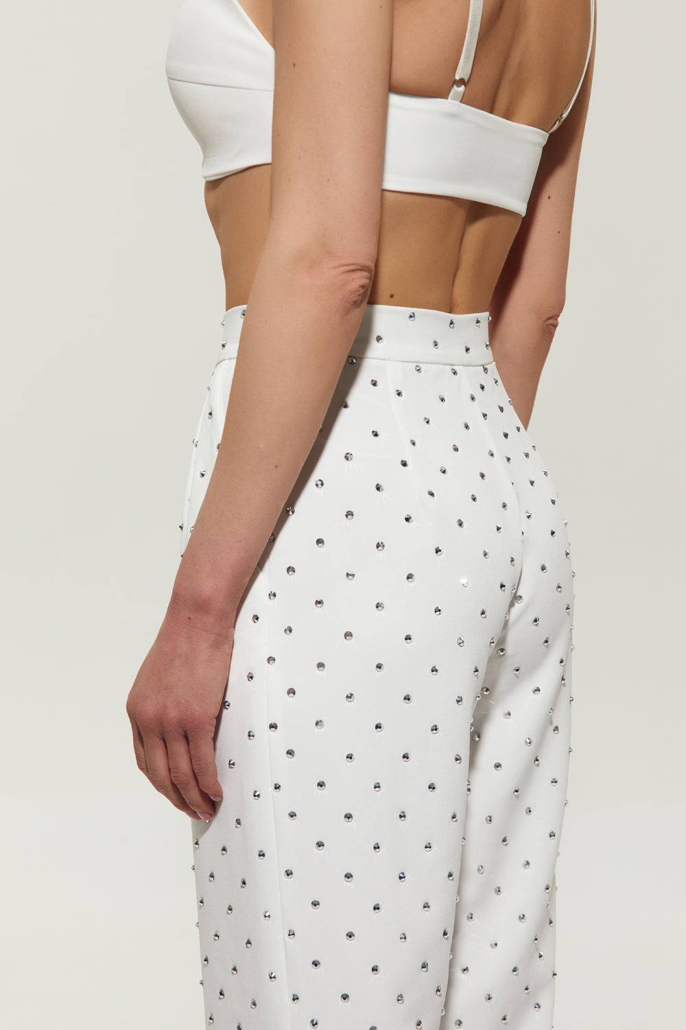 Milk suit pants with crystals