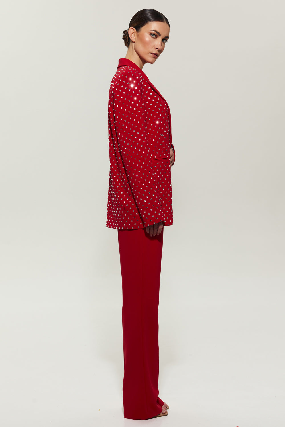 Red suit with jacket with crystals