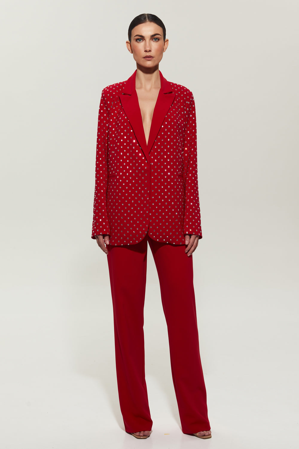 Red suit with jacket with crystals