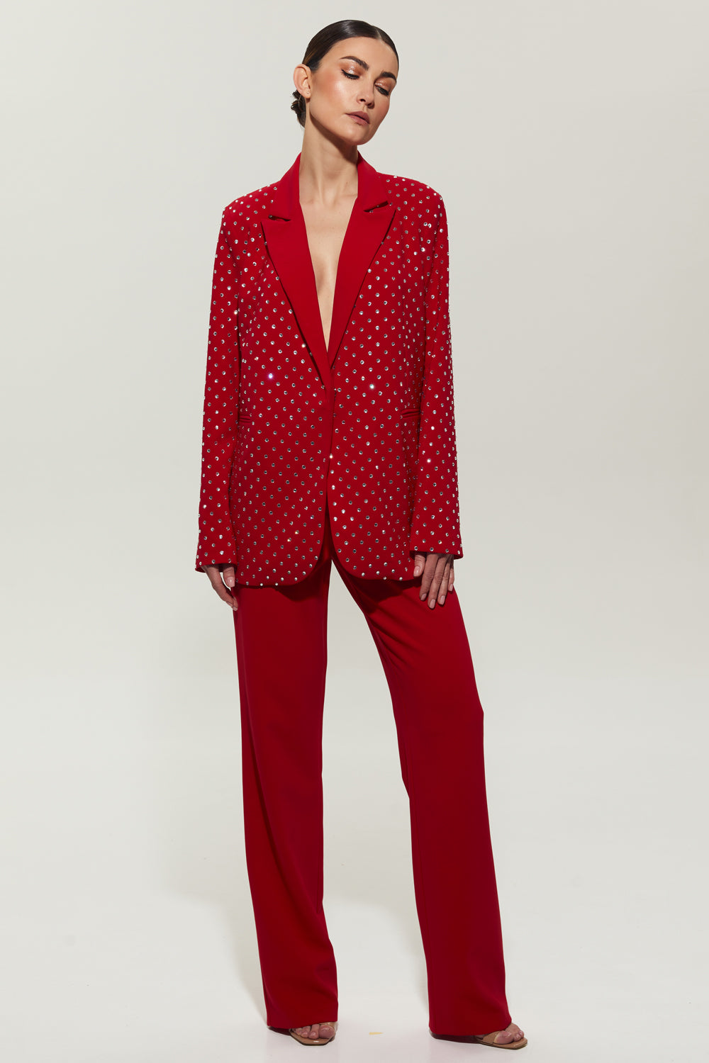 Red suit with jacket with crystals
