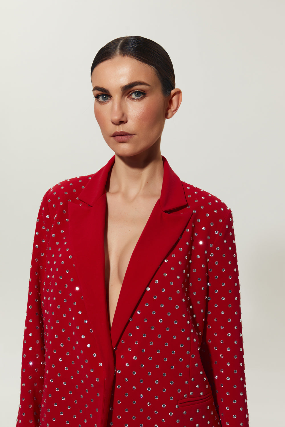 Red suit with jacket with crystals