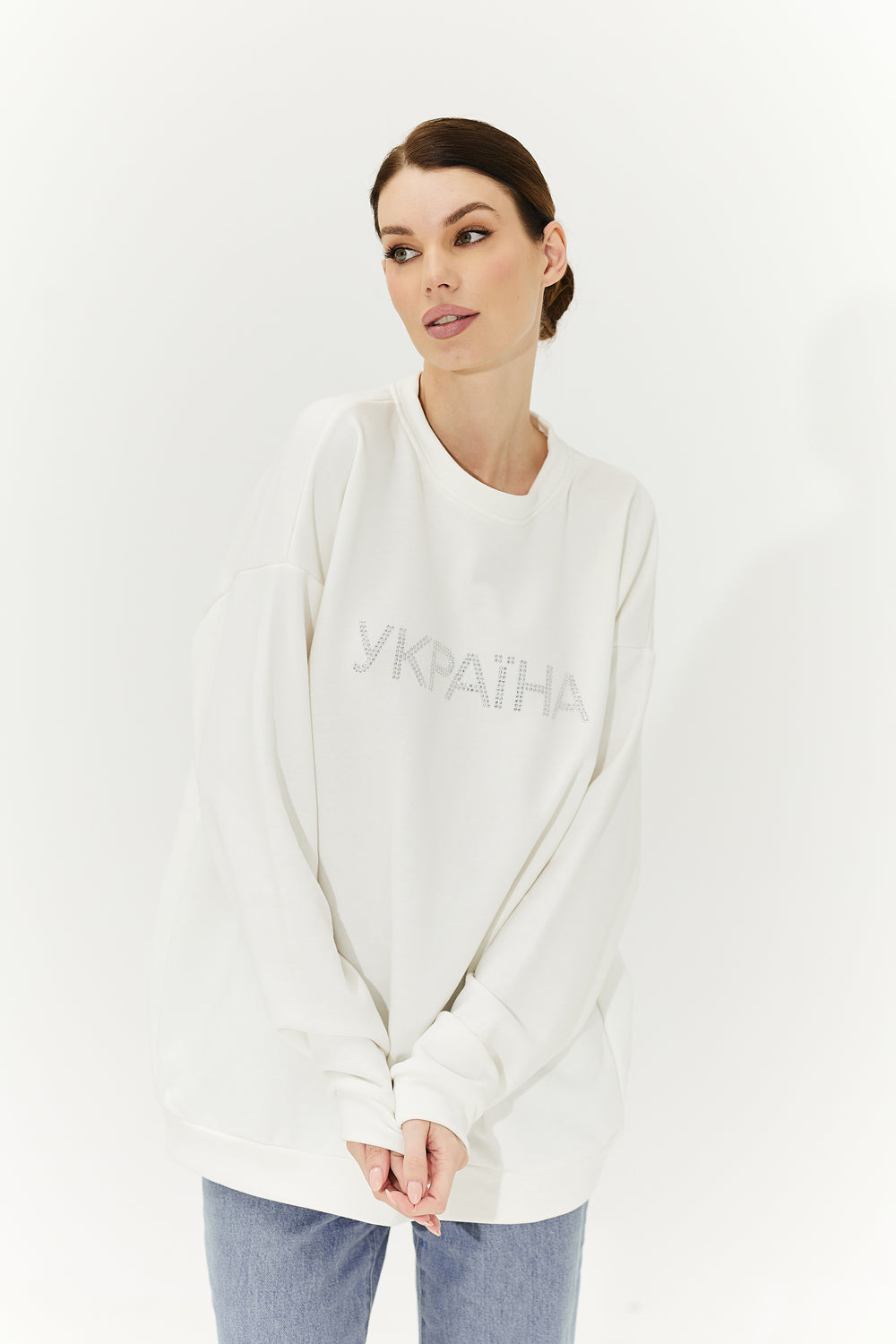 Milk sweatshirt with "Ukraine" written on it.